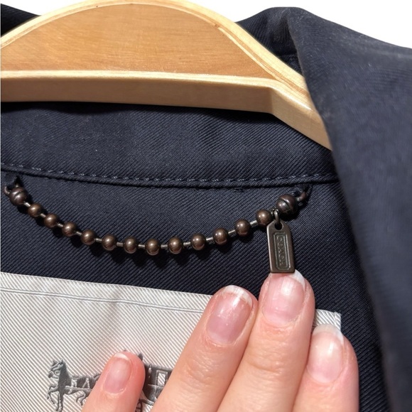 NWOT Coach Navy Blue Belted Fall Buttoned Trench Coat Outerwear Size Small - Picture 12 of 13